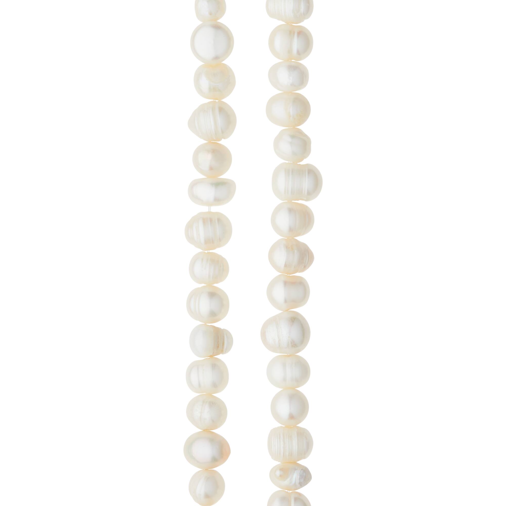 White Pearl Rondelle Beads, 8mm by Bead Landing™